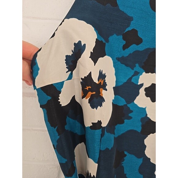 Oscar De La Renta Dress Size 16 Floral Blue Sleeveless Vintage Hawaiian MuMu - Picture 4 of 16